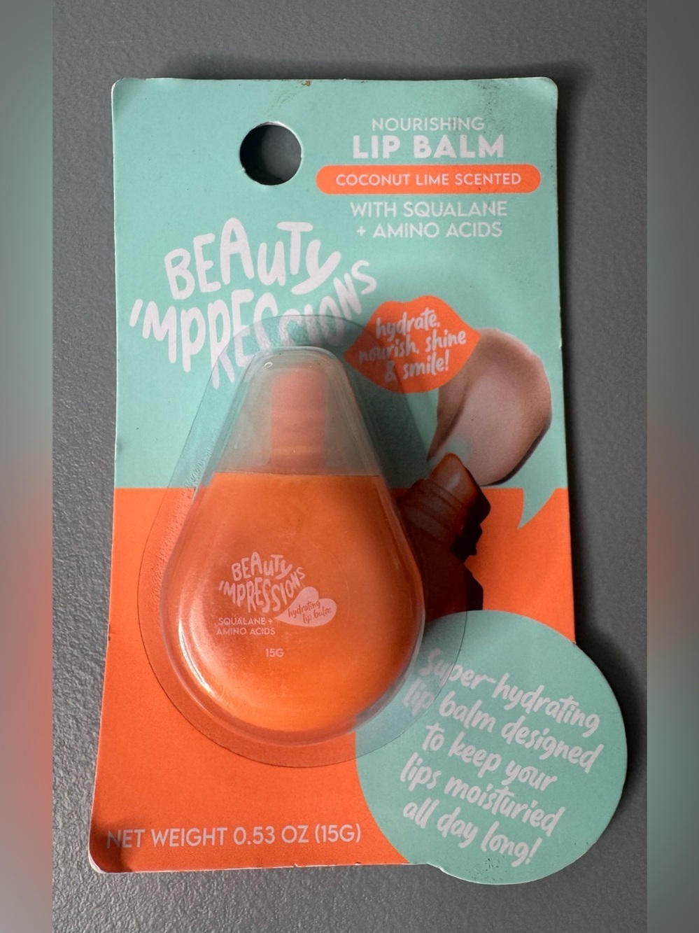 Beauty Impressions Coconut Lime scented Nourishing Lip Balm squaline amino acids